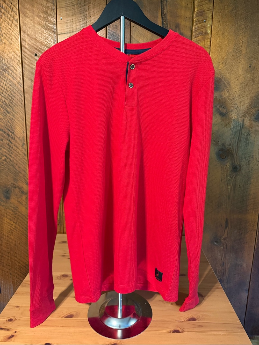Spyder Men’s Red Long-Sleeve Henley Waffle Knit